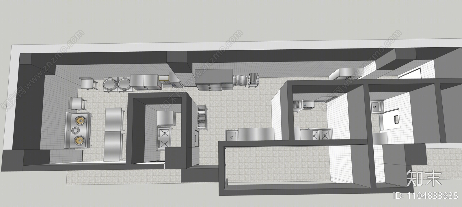 现代餐饮后厨SU模型下载【ID:1104833935】