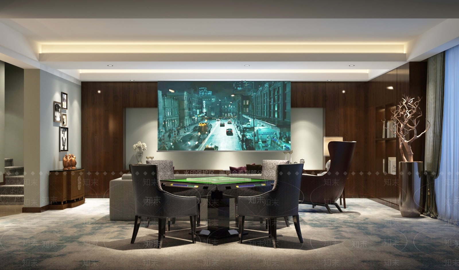 现代棋牌室SU模型下载【ID:1104835373】