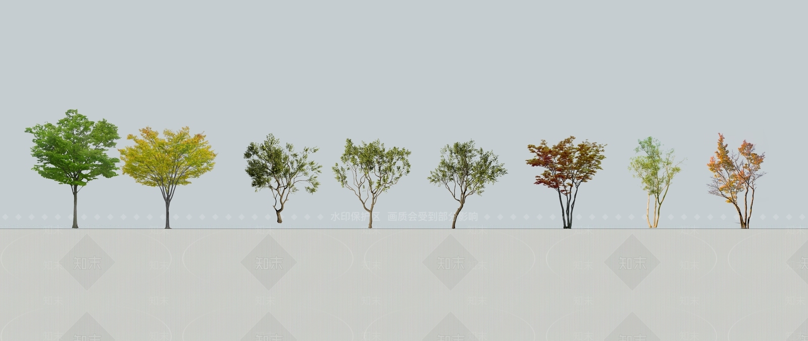 现代2D景观树SU模型下载【ID:1104838096】