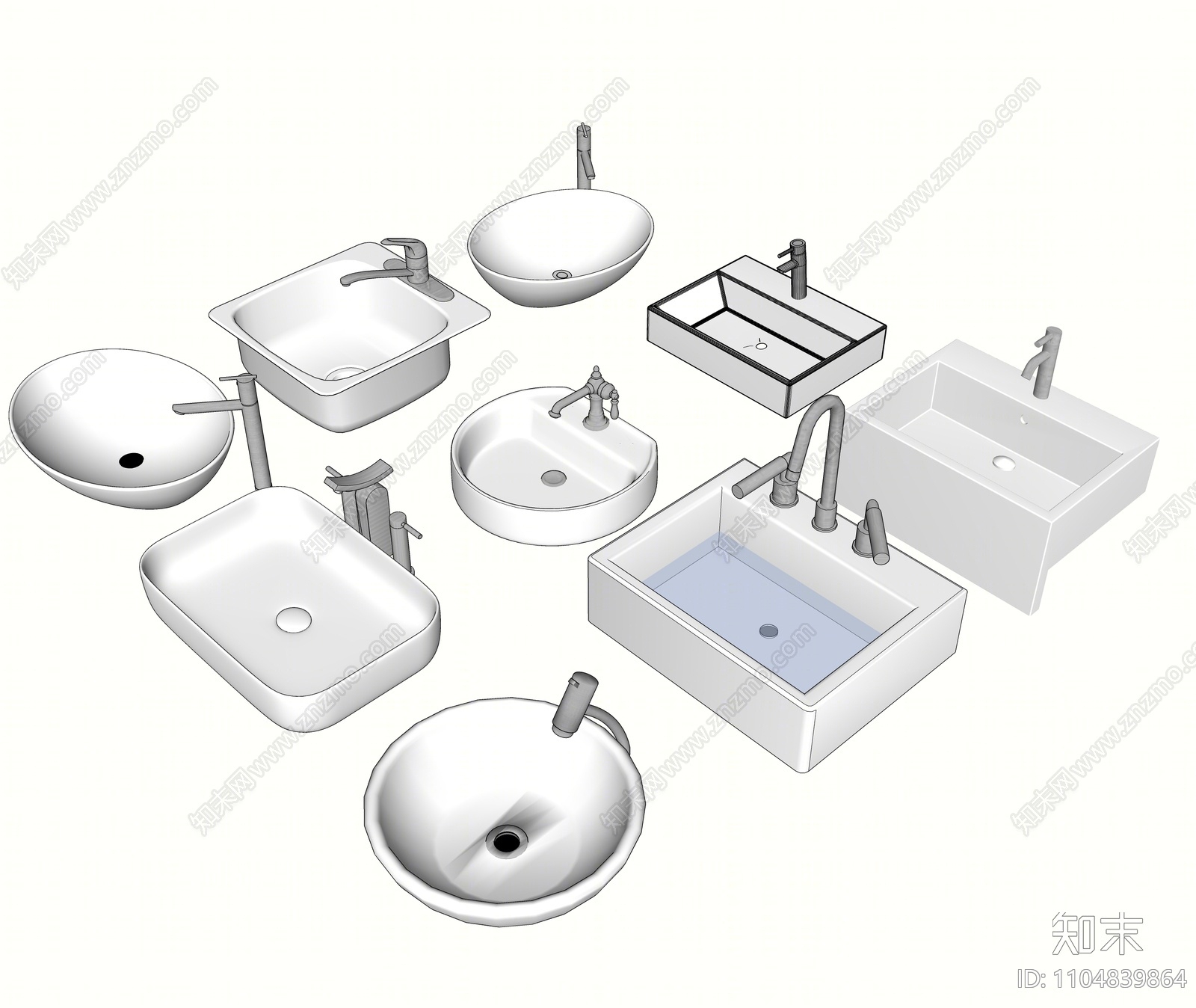 现代洗面盆SU模型下载【ID:1104839864】