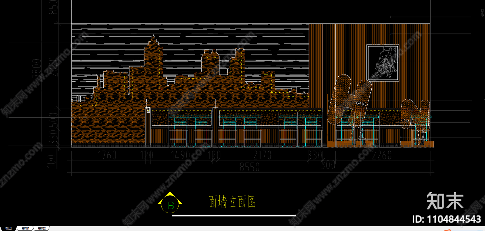 哈尼汉堡店设计CAD施工图cad施工图下载【ID:1104844543】