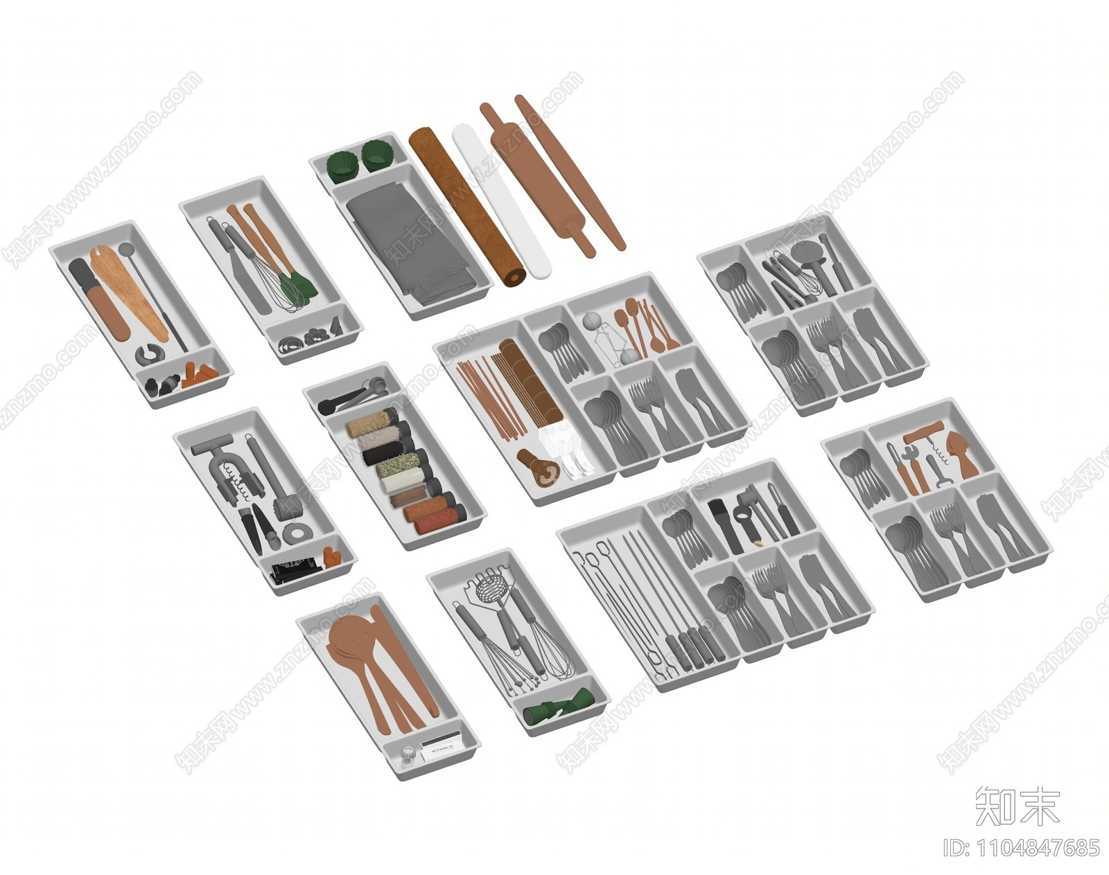 现代餐具SU模型下载【ID:1104847685】