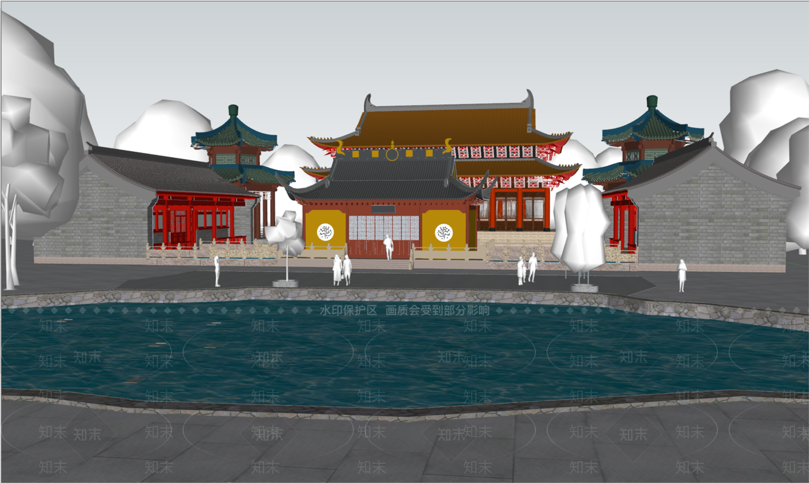 中式寺庙建筑SU模型下载【ID:1104853490】