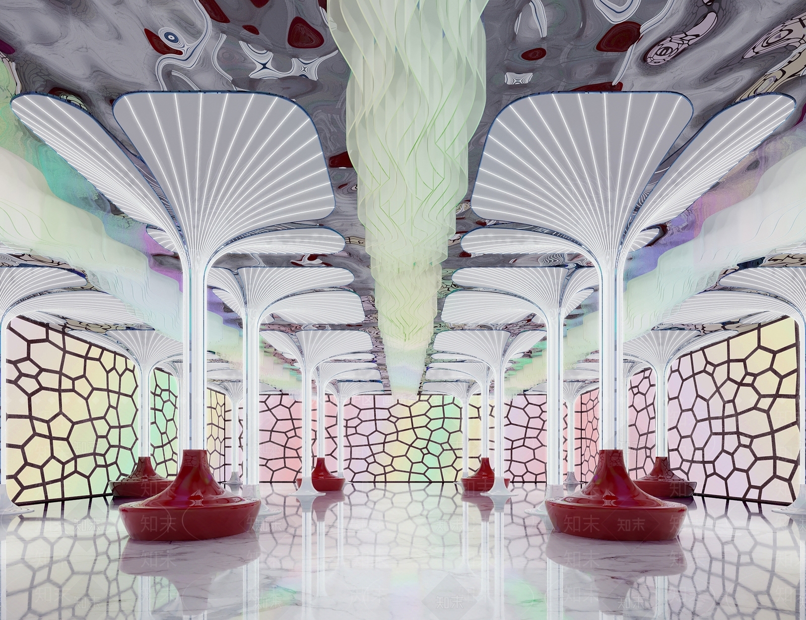 现代艺术展厅休息区3d模型下载