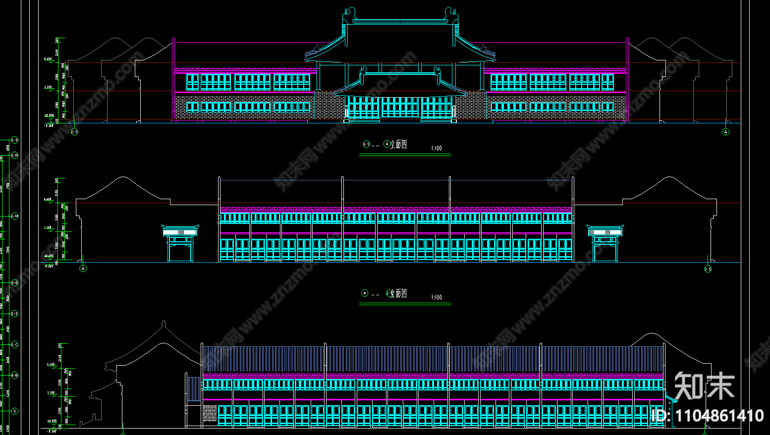 徽式四合院建筑施工图下载【ID:1104861410】