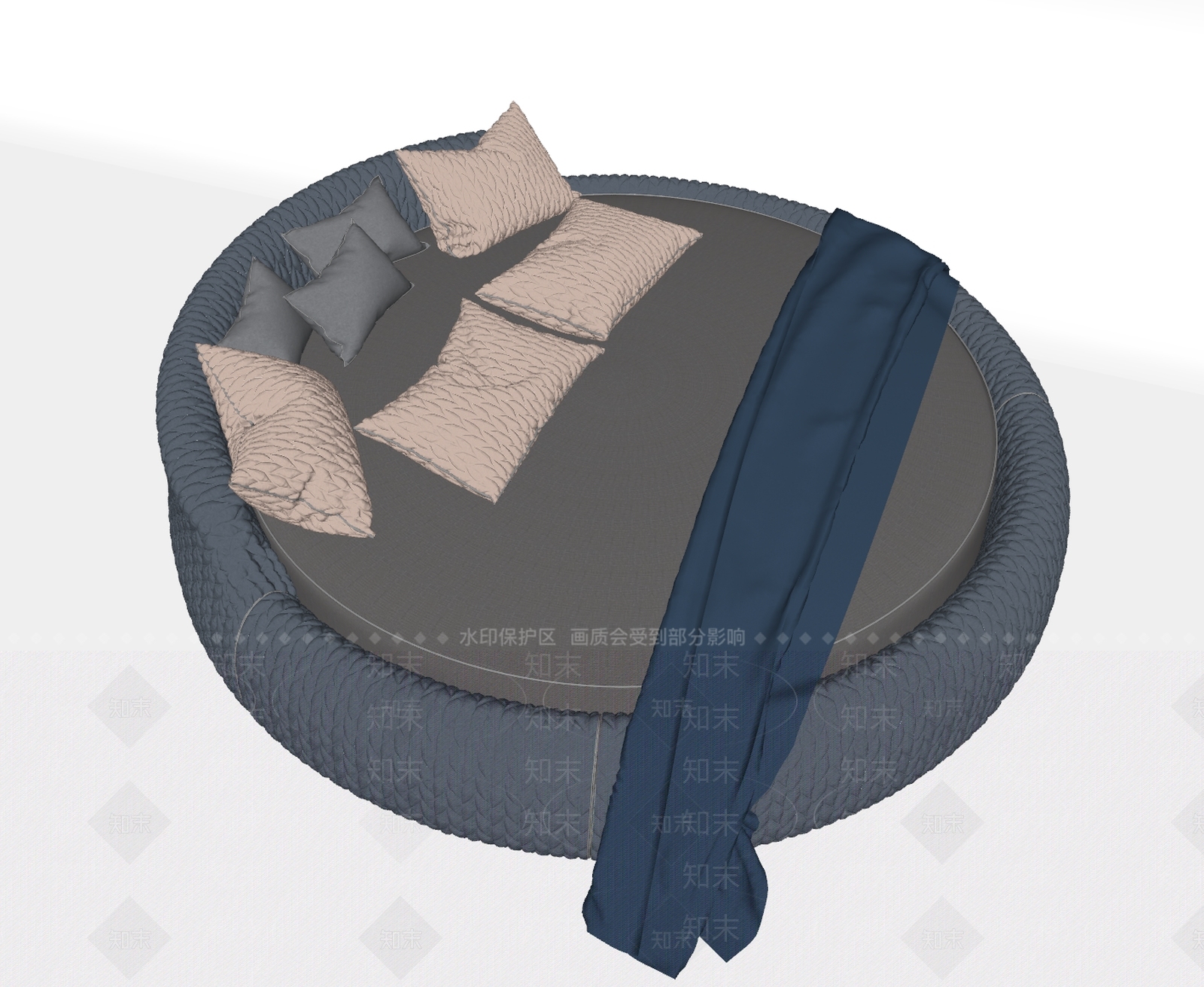 现代圆床SU模型下载【ID:1104857500】
