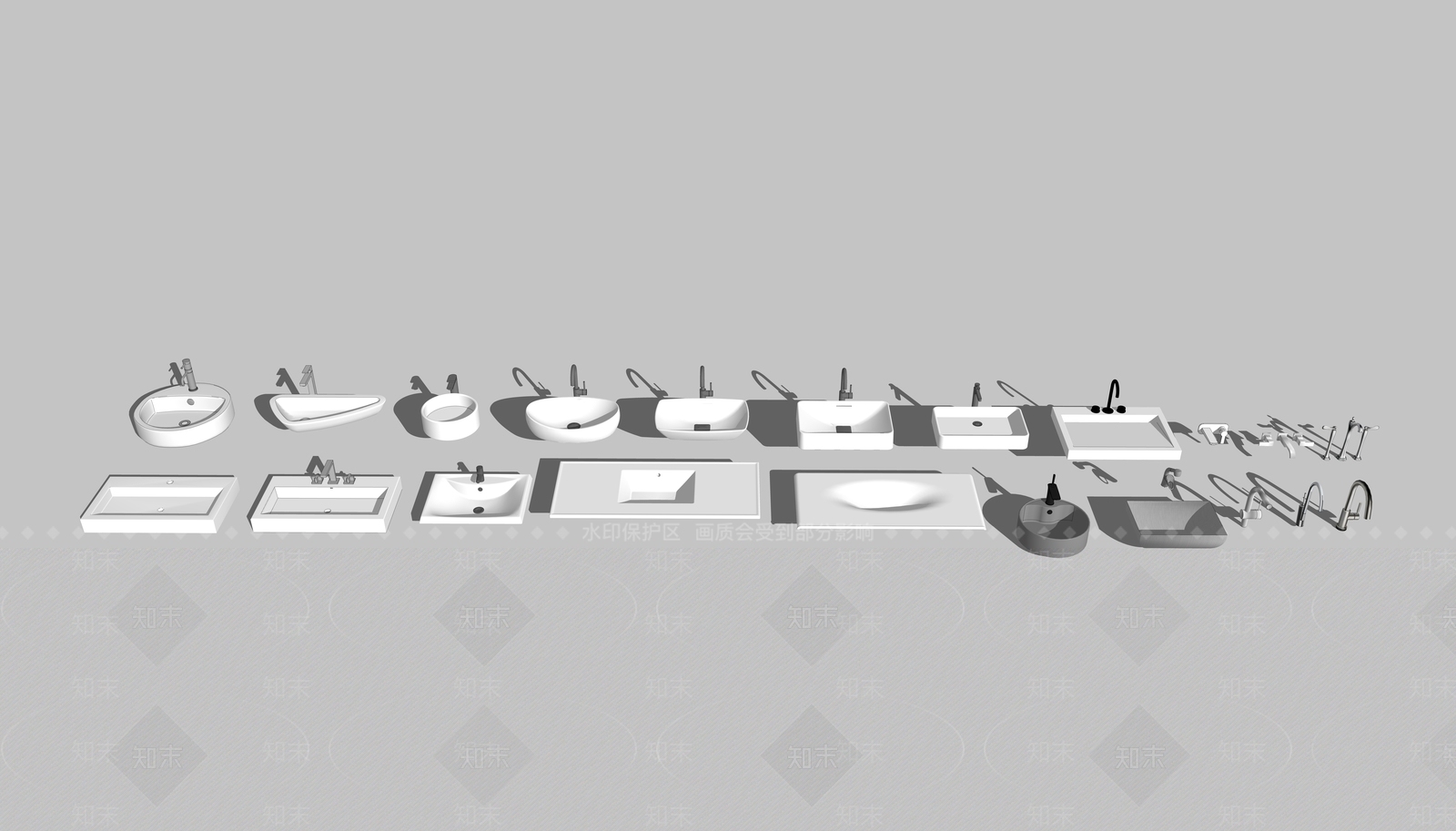 现代洗面池SU模型下载【ID:1108583632】