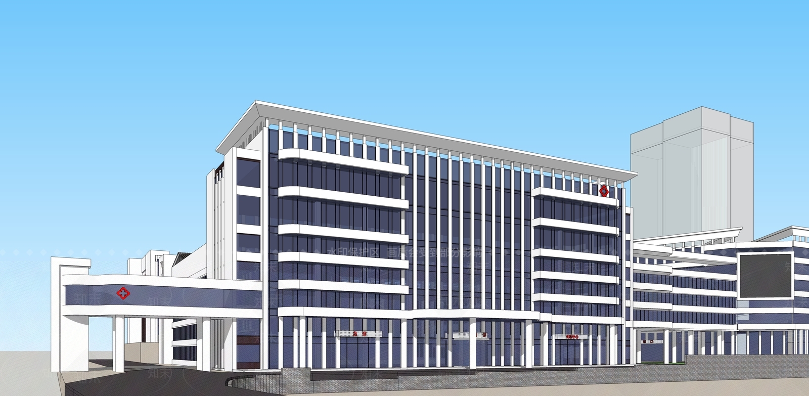 现代医疗建筑SU模型下载【ID:1104860895】