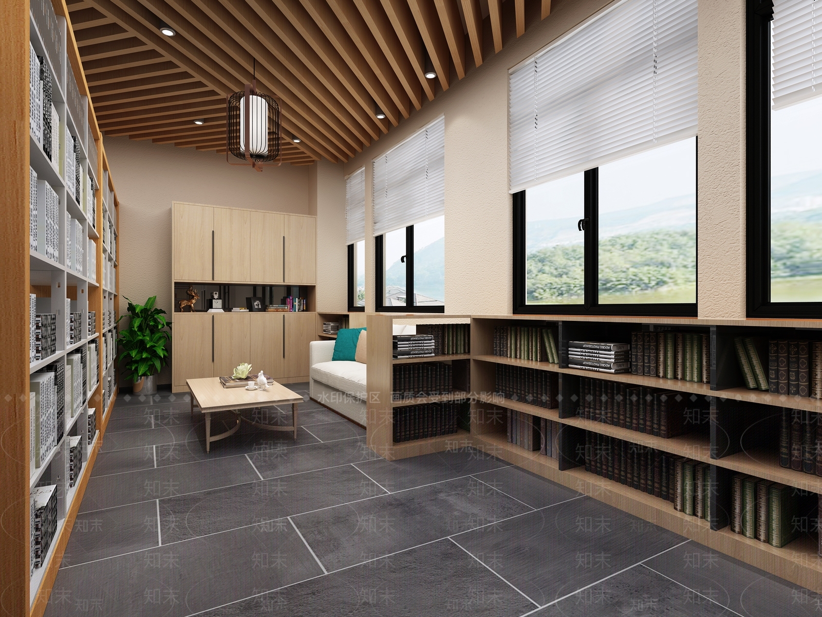 新中式图书馆3D模型下载【ID:1104861750】