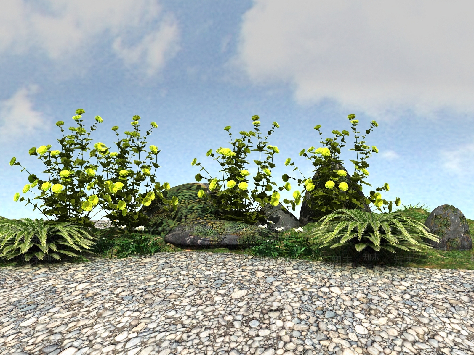 新中式花草组合3D模型下载【ID:1104866236】