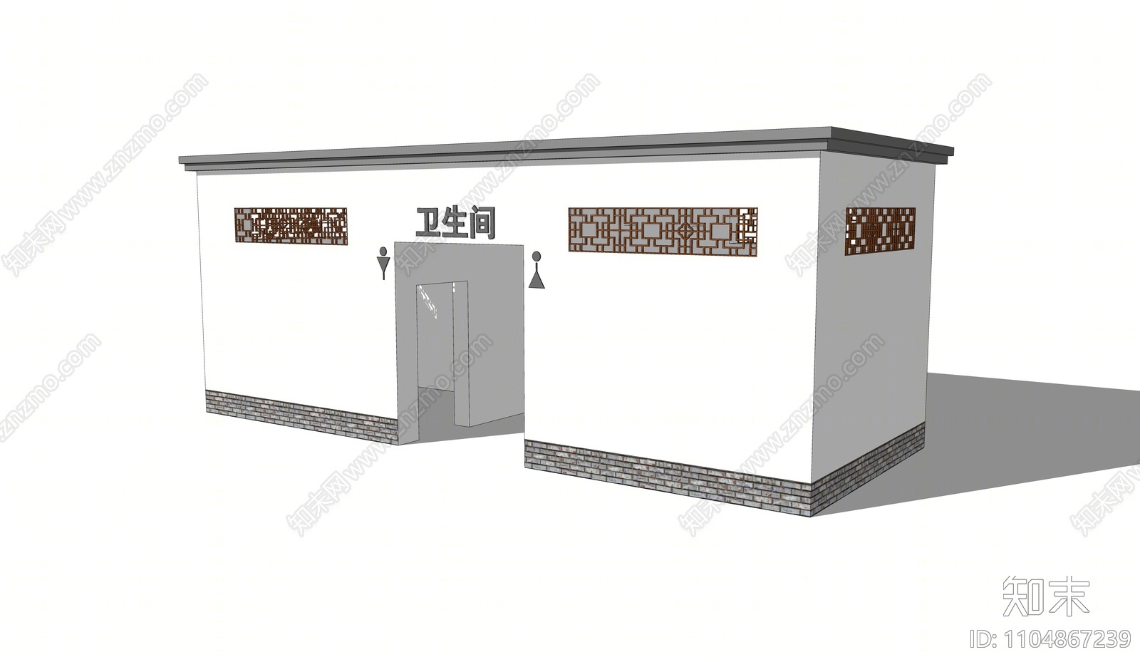 新中式公共厕所SU模型下载【ID:1104867239】