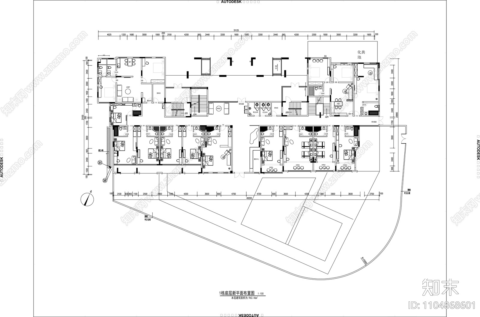 民宿CAD施工图cad施工图下载【ID:1104868601】