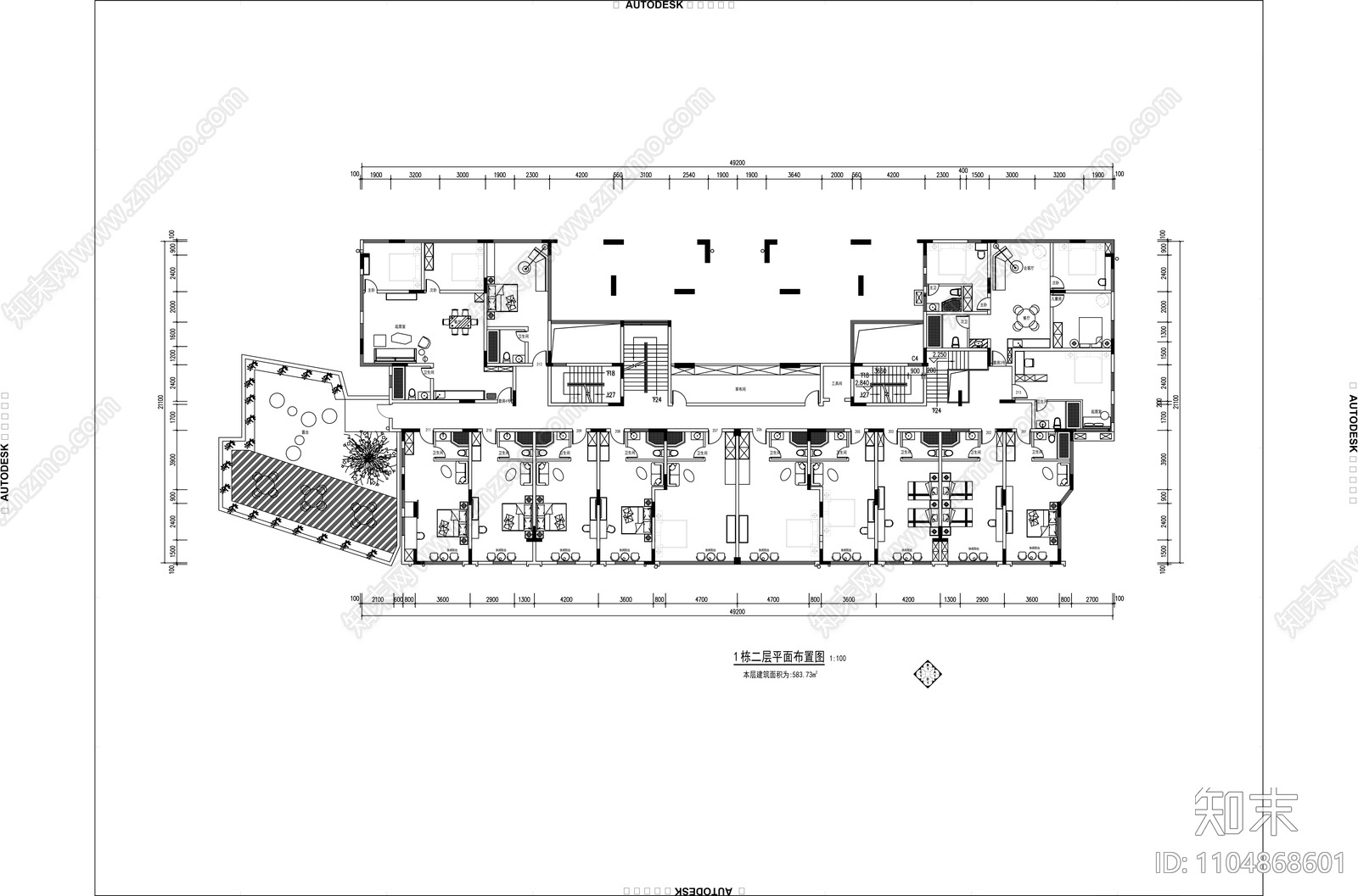 民宿CAD施工图cad施工图下载【ID:1104868601】