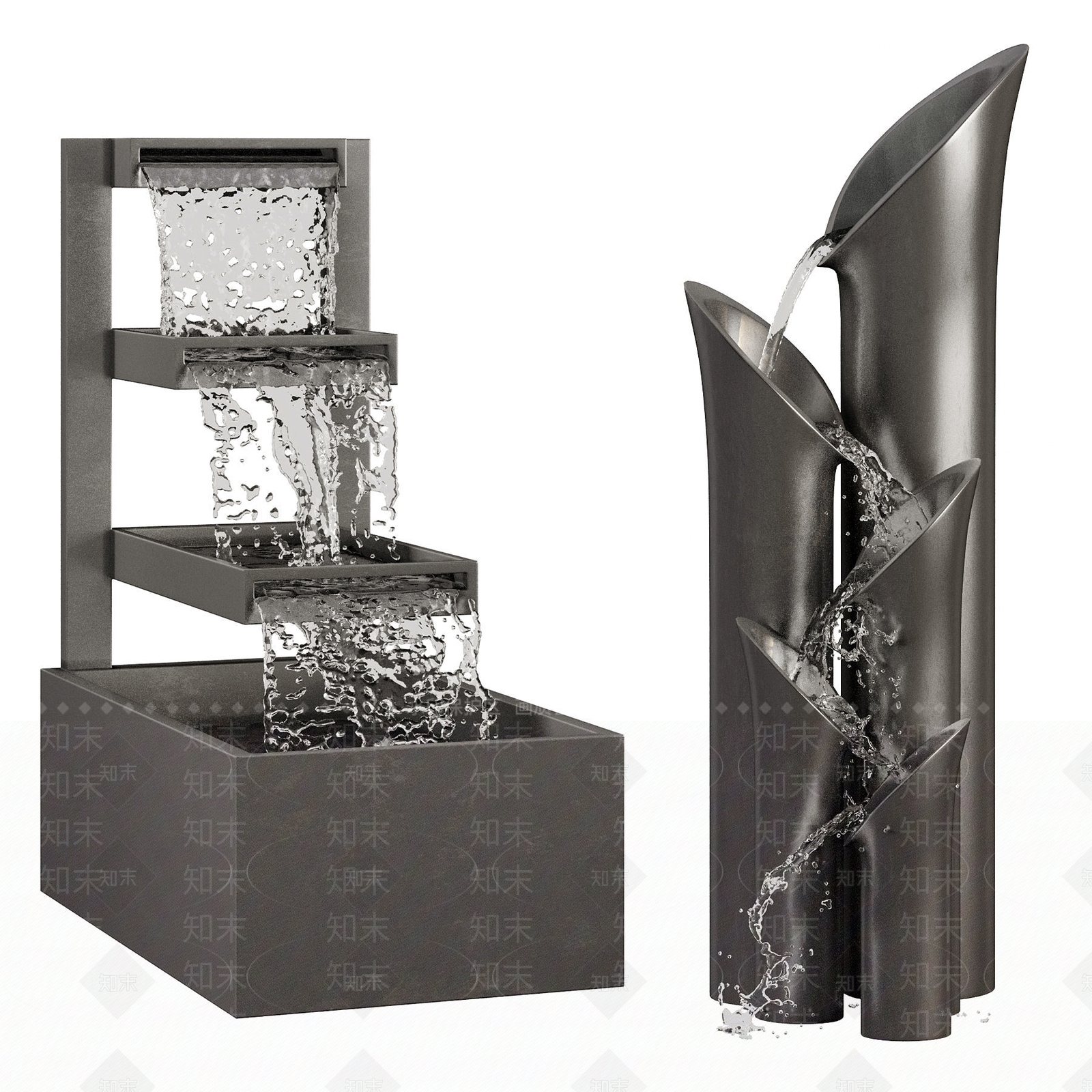 现代景观喷泉3D模型下载【ID:1104879237】