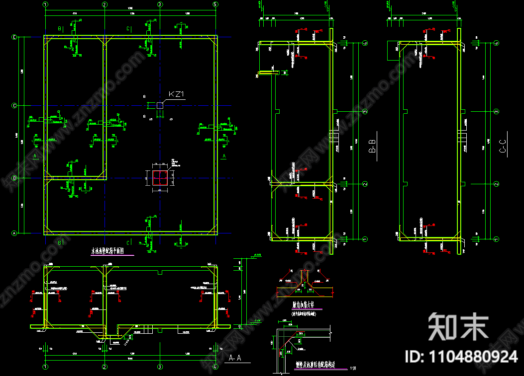 550立方消防水池钢筋混凝土结构设计图施工图下载【ID:1104880924】