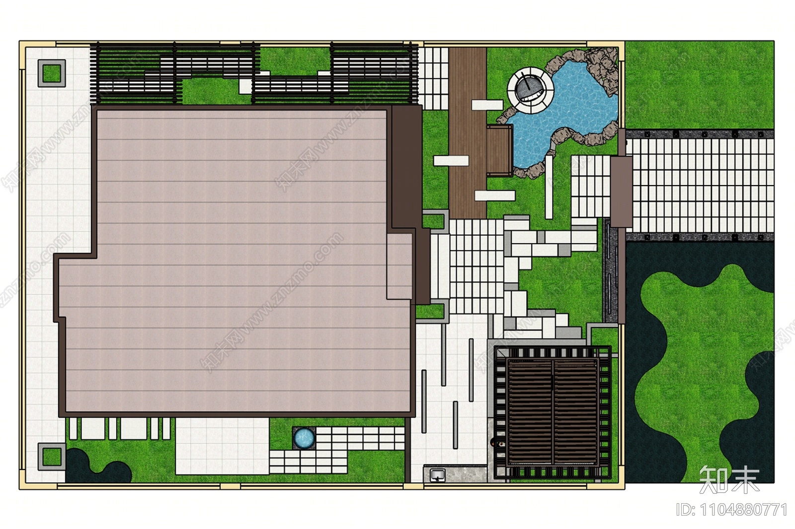 现代庭院花园SU模型下载【ID:1104880771】