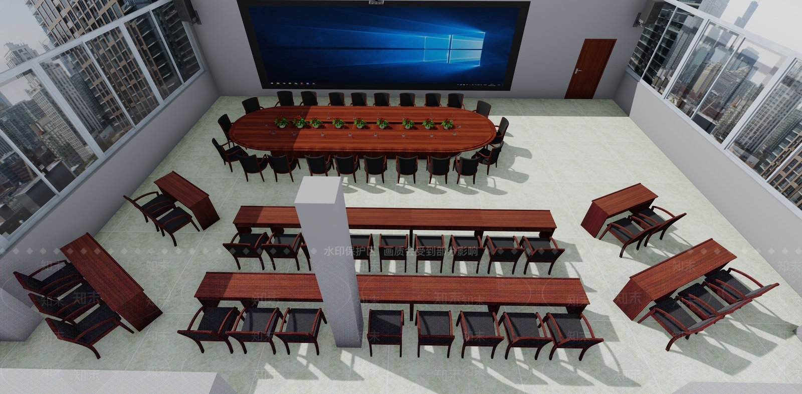 现代会议室SU模型下载【ID:1104885623】