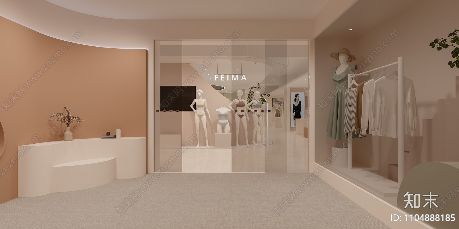 内衣专卖店施工图cad施工图下载【ID:1104888185】