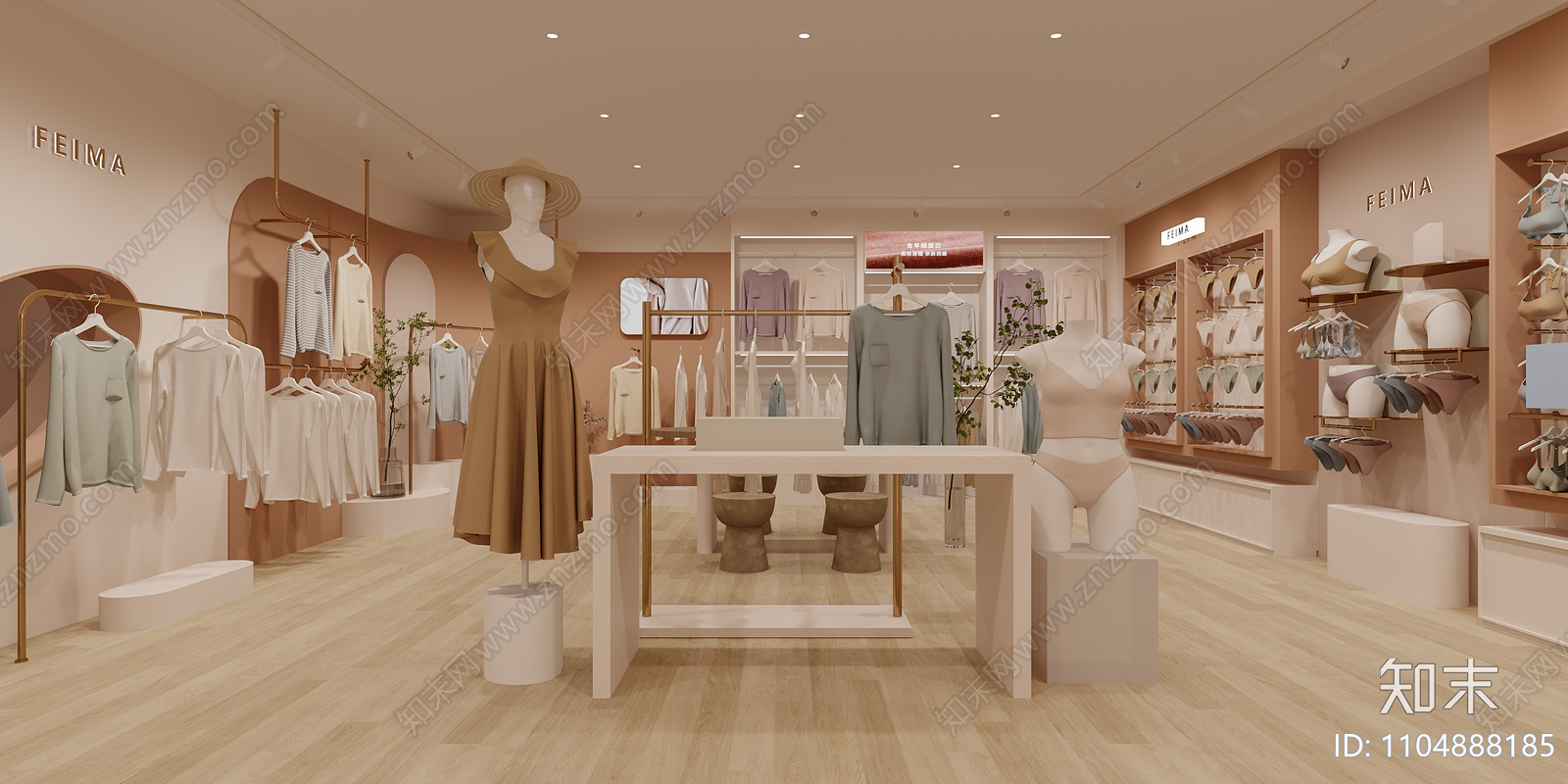 内衣专卖店施工图cad施工图下载【ID:1104888185】