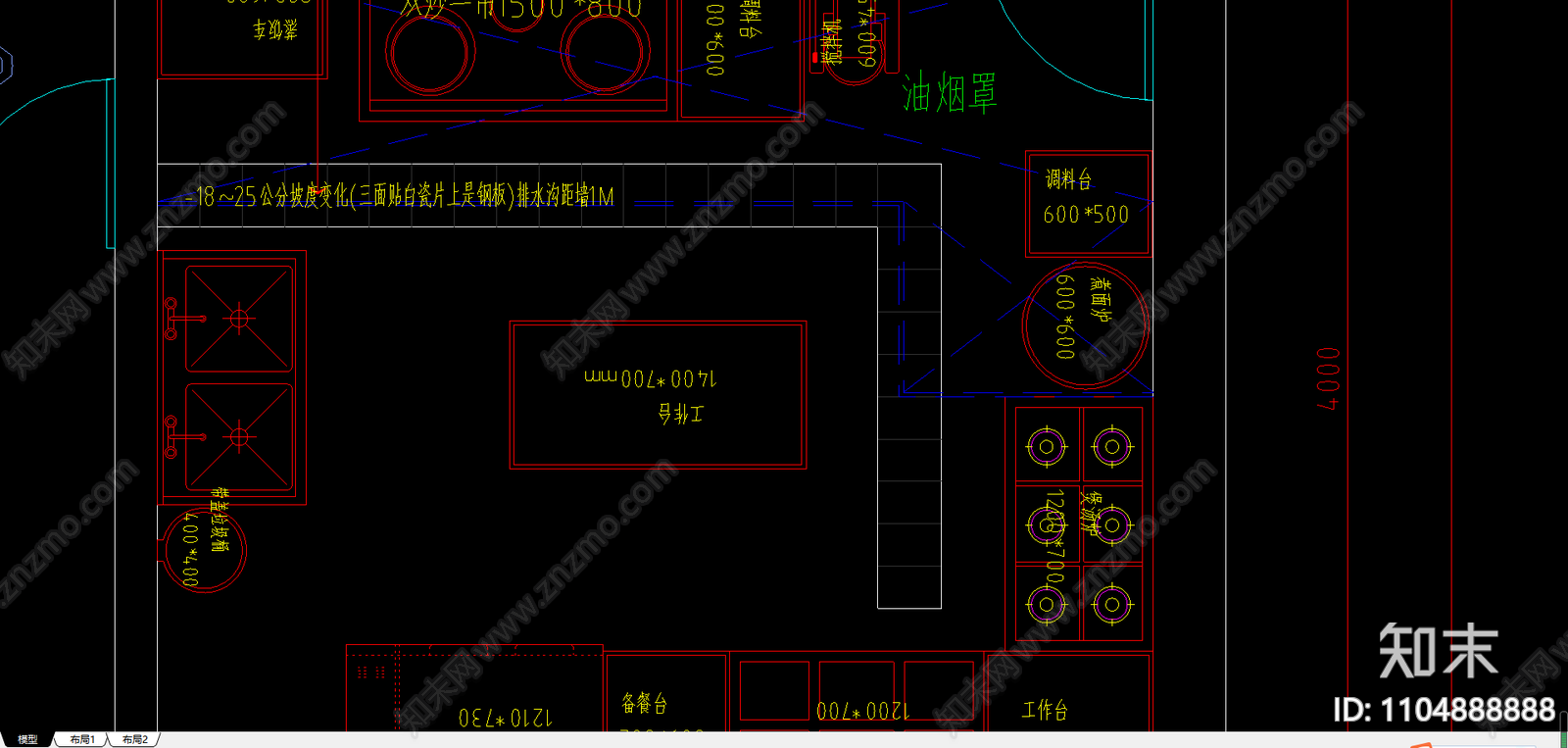 南粉北面快餐店装修CAD施工图施工图下载【ID:1104888888】