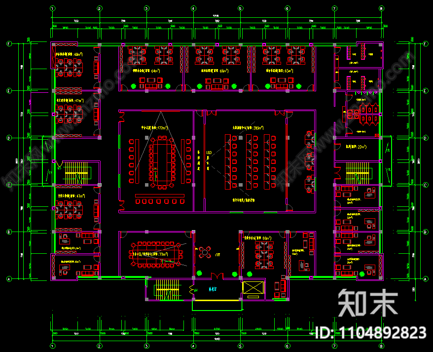 现代简约办公室cad施工图下载【ID:1104892823】