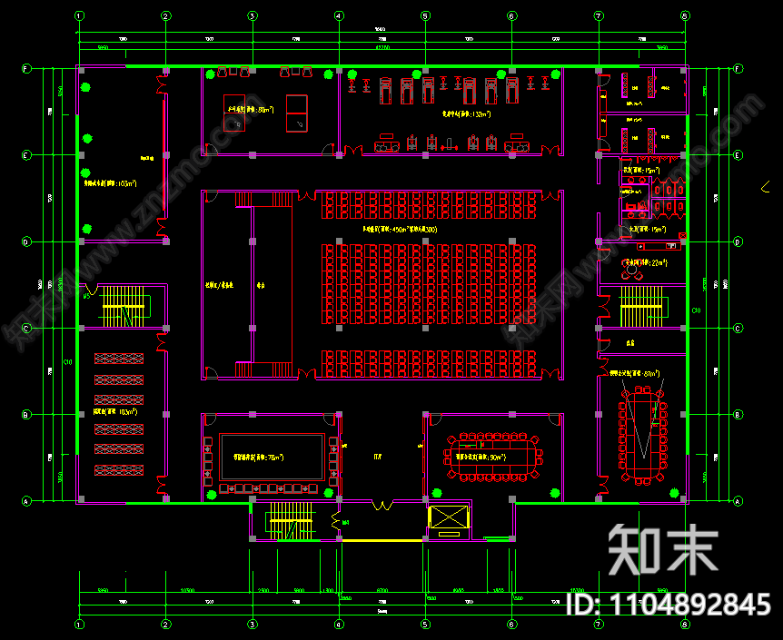 现代简约办公空间cad施工图下载【ID:1104892845】