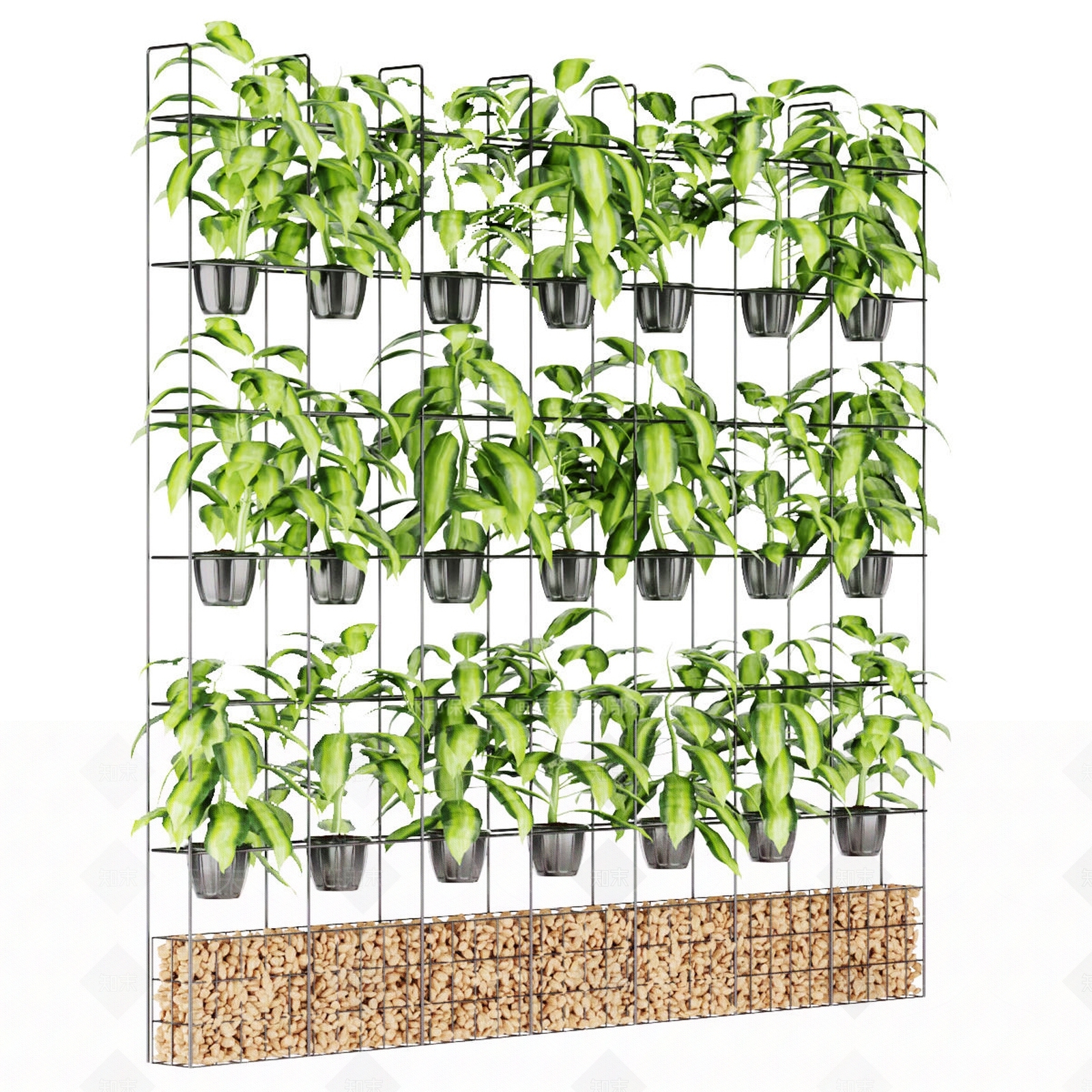 现代绿植墙3D模型下载【ID:1104893551】