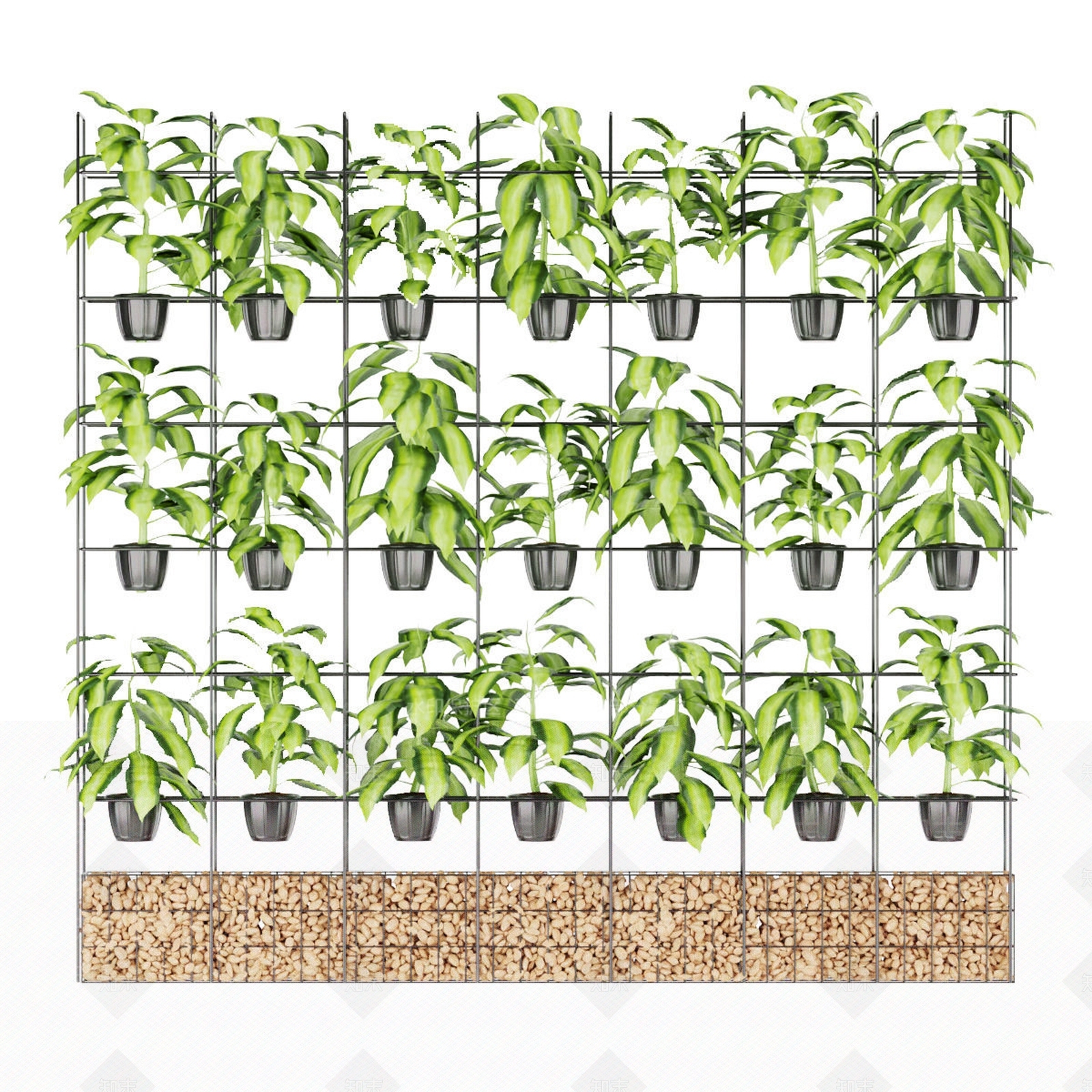 现代绿植墙3D模型下载【ID:1104893551】