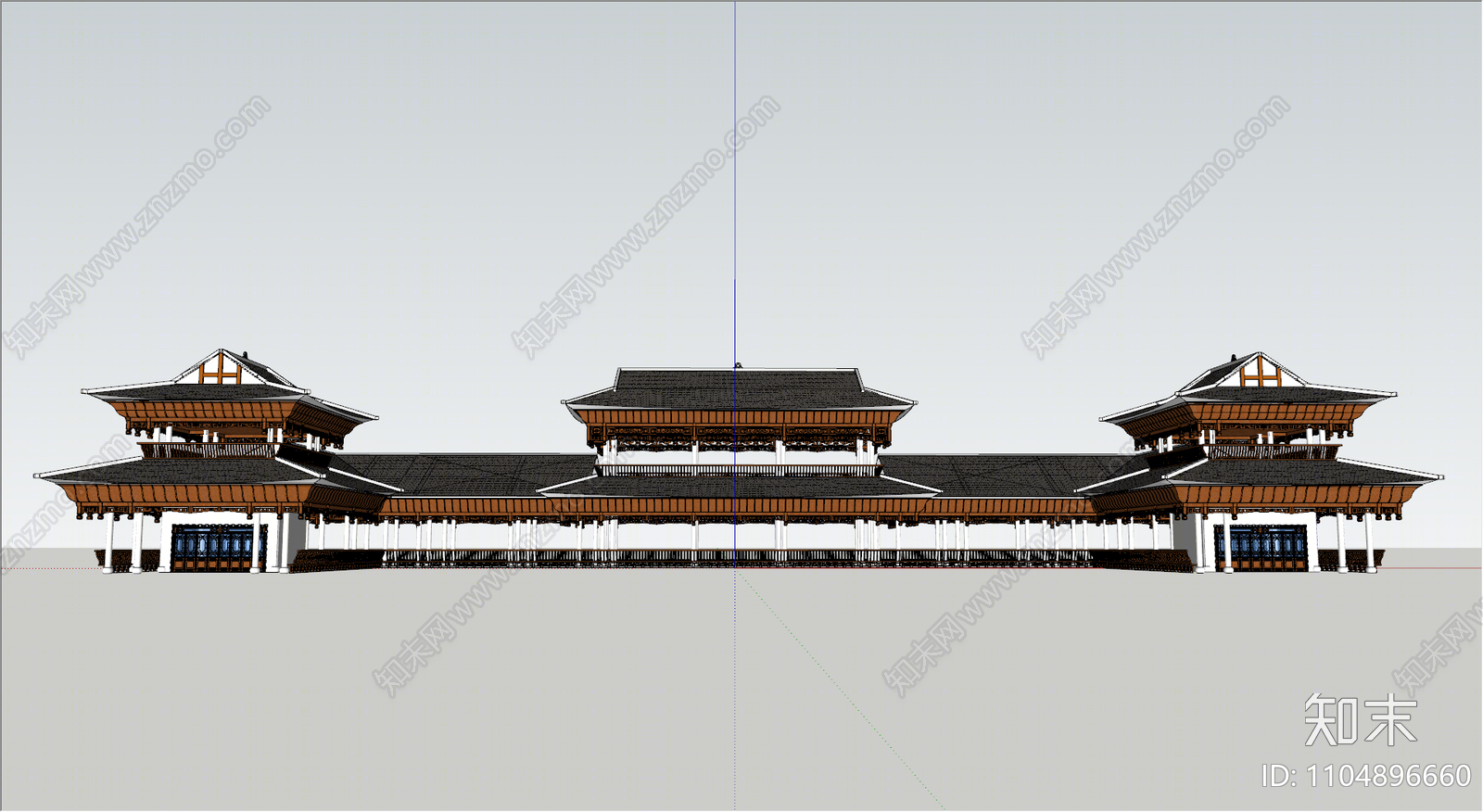 中式寺庙建筑SU模型下载【ID:1104896660】