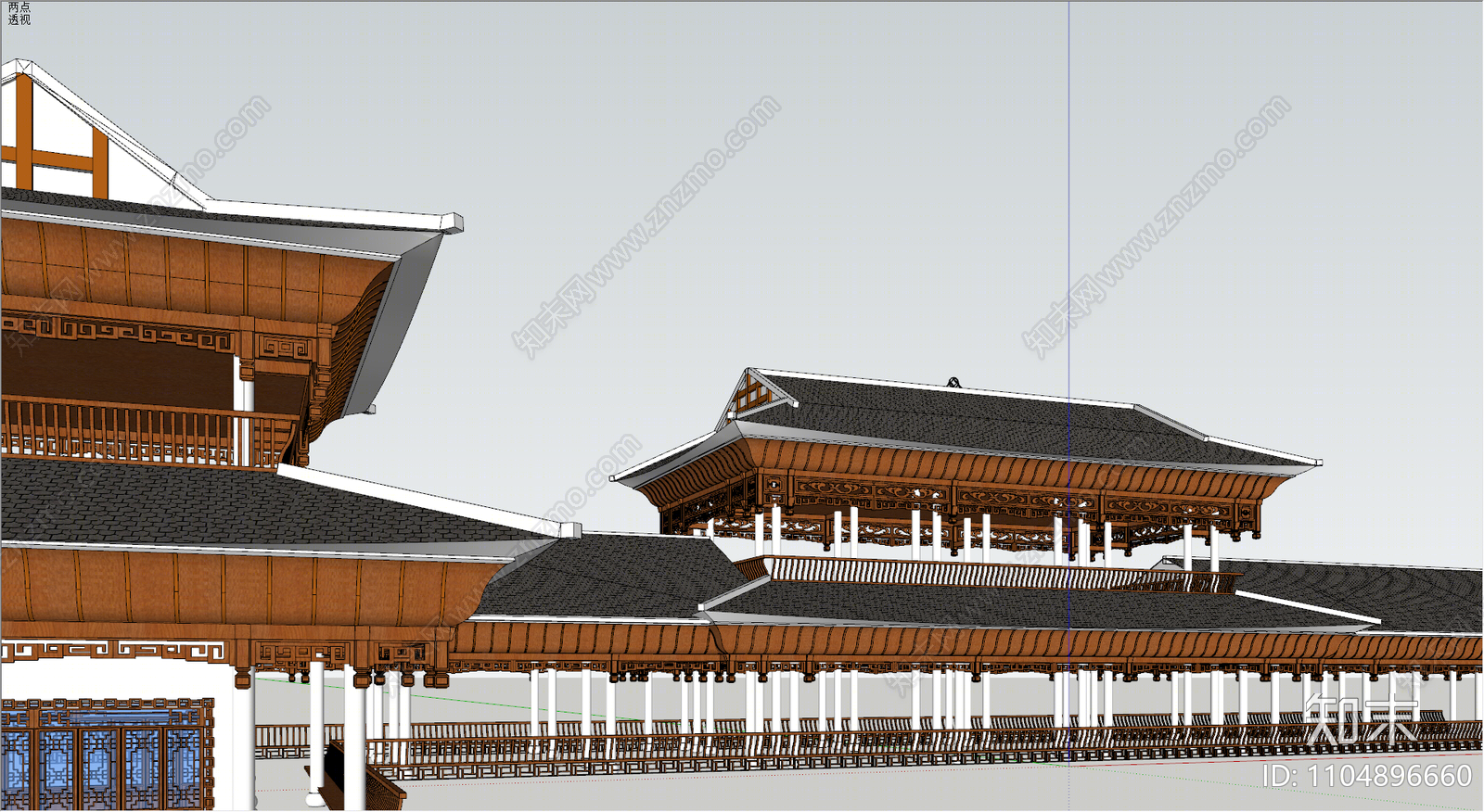 中式寺庙建筑SU模型下载【ID:1104896660】