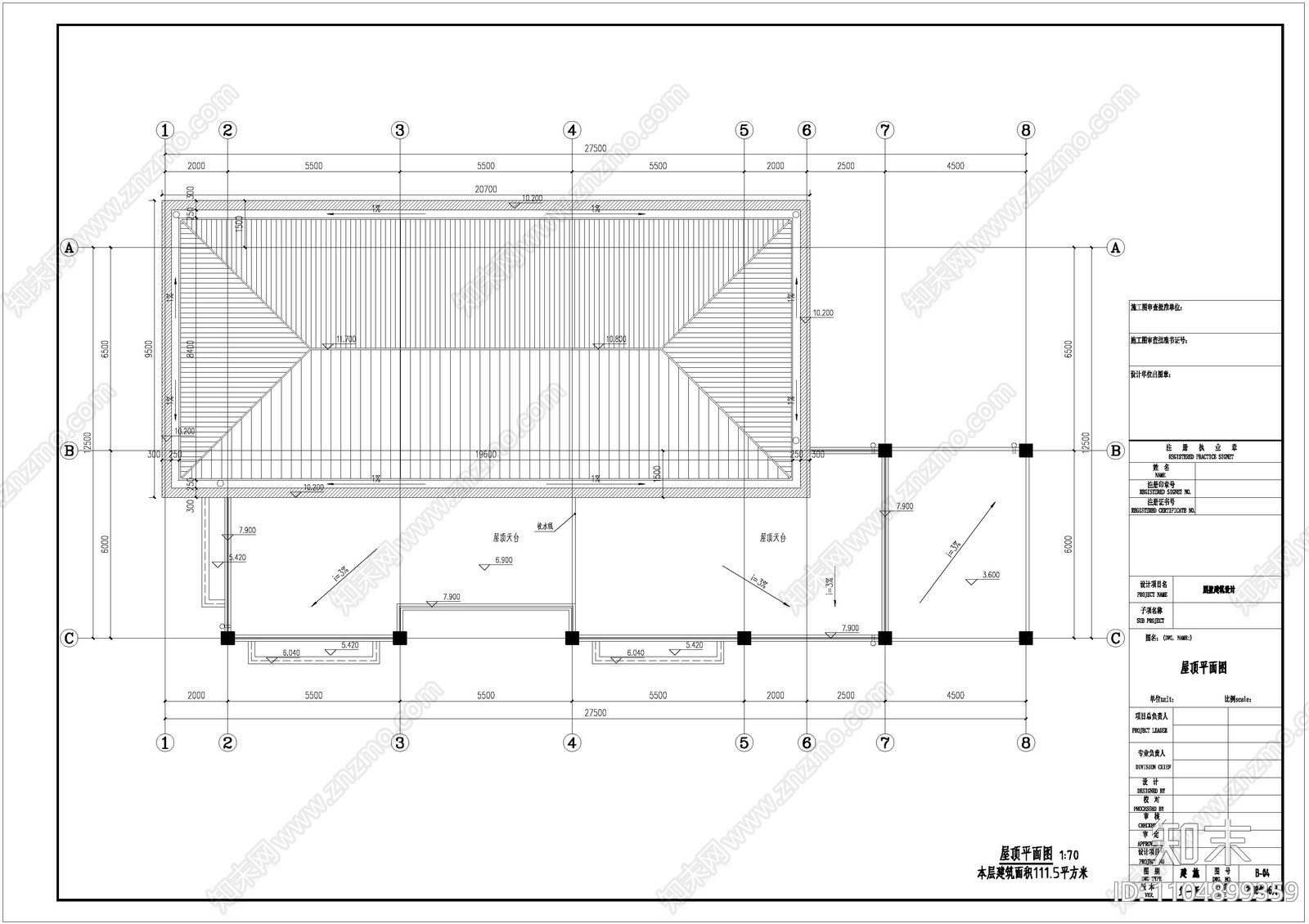 中式传统别墅建筑图cad施工图下载【ID:1104899359】