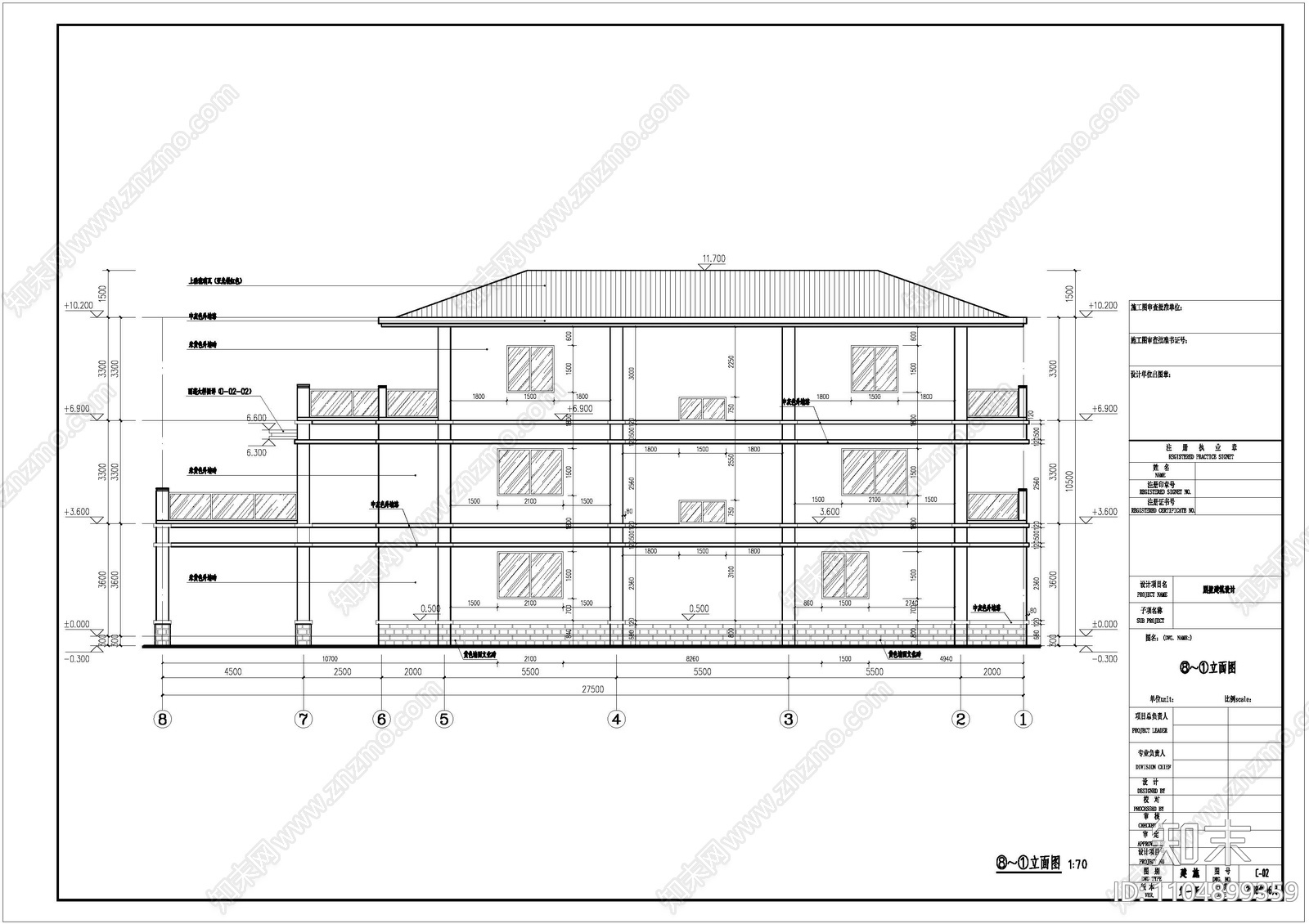 中式传统别墅建筑图cad施工图下载【ID:1104899359】