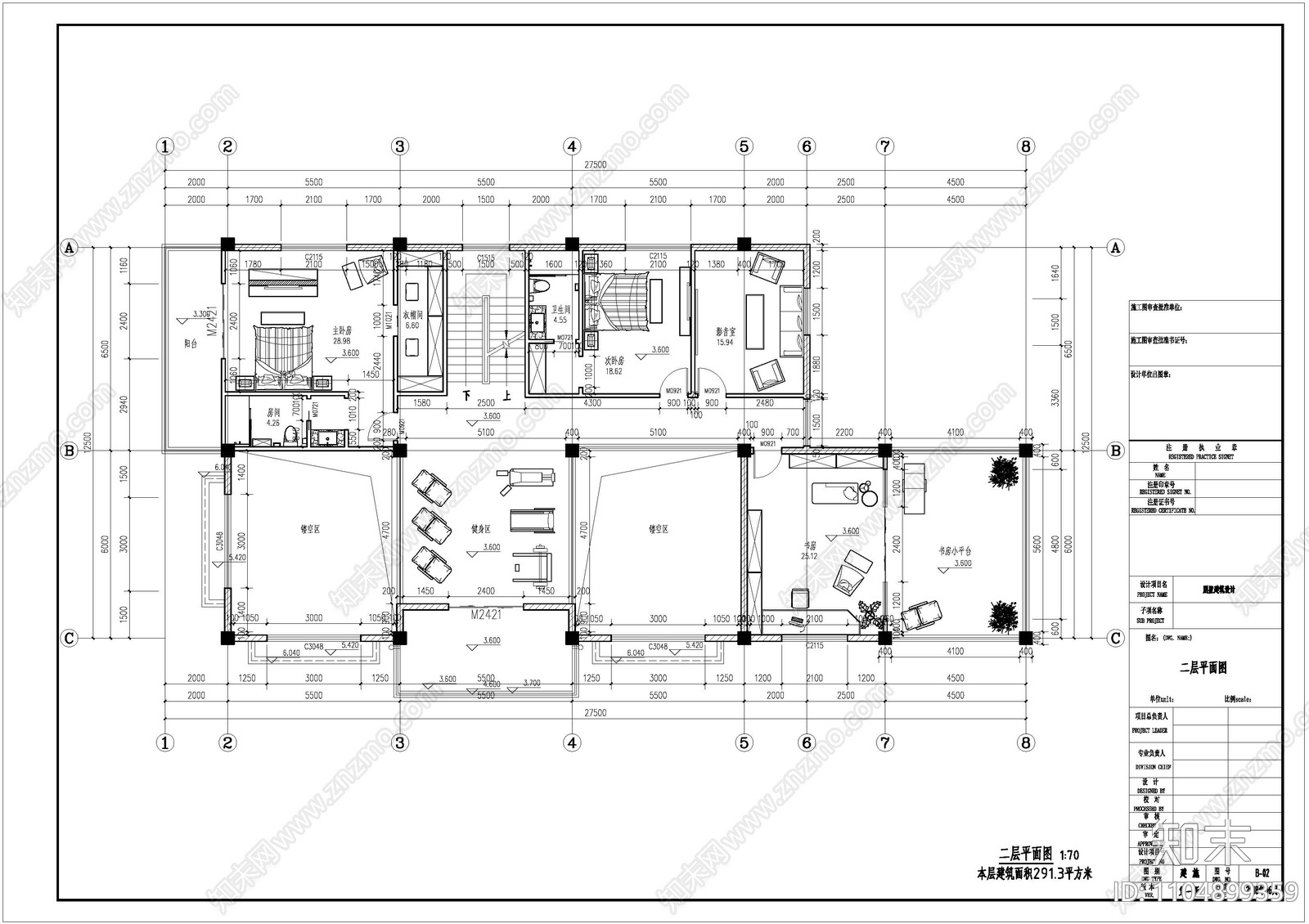 中式传统别墅建筑图cad施工图下载【ID:1104899359】