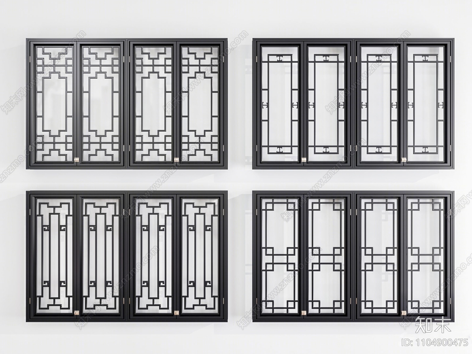 中式窗户组合SU模型下载【ID:1104900475】