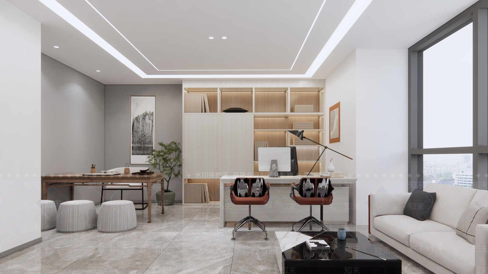 现代老板办公室SU模型下载【ID:1104903883】