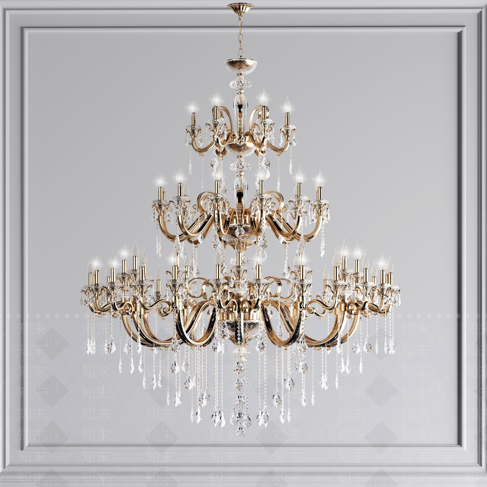 欧式古典吊灯3D模型下载【ID:1104916658】