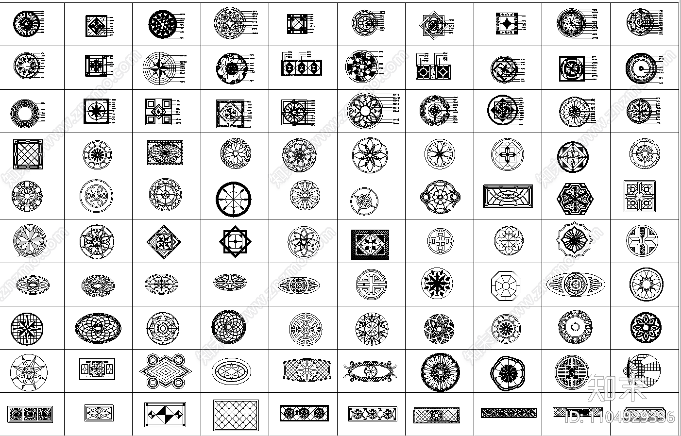 地面拼花图案CAD施工图下载【ID:1104929336】