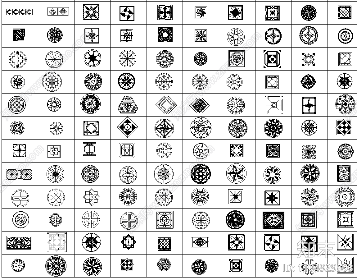 地面拼花图案详图cad施工图下载【ID:1104929503】