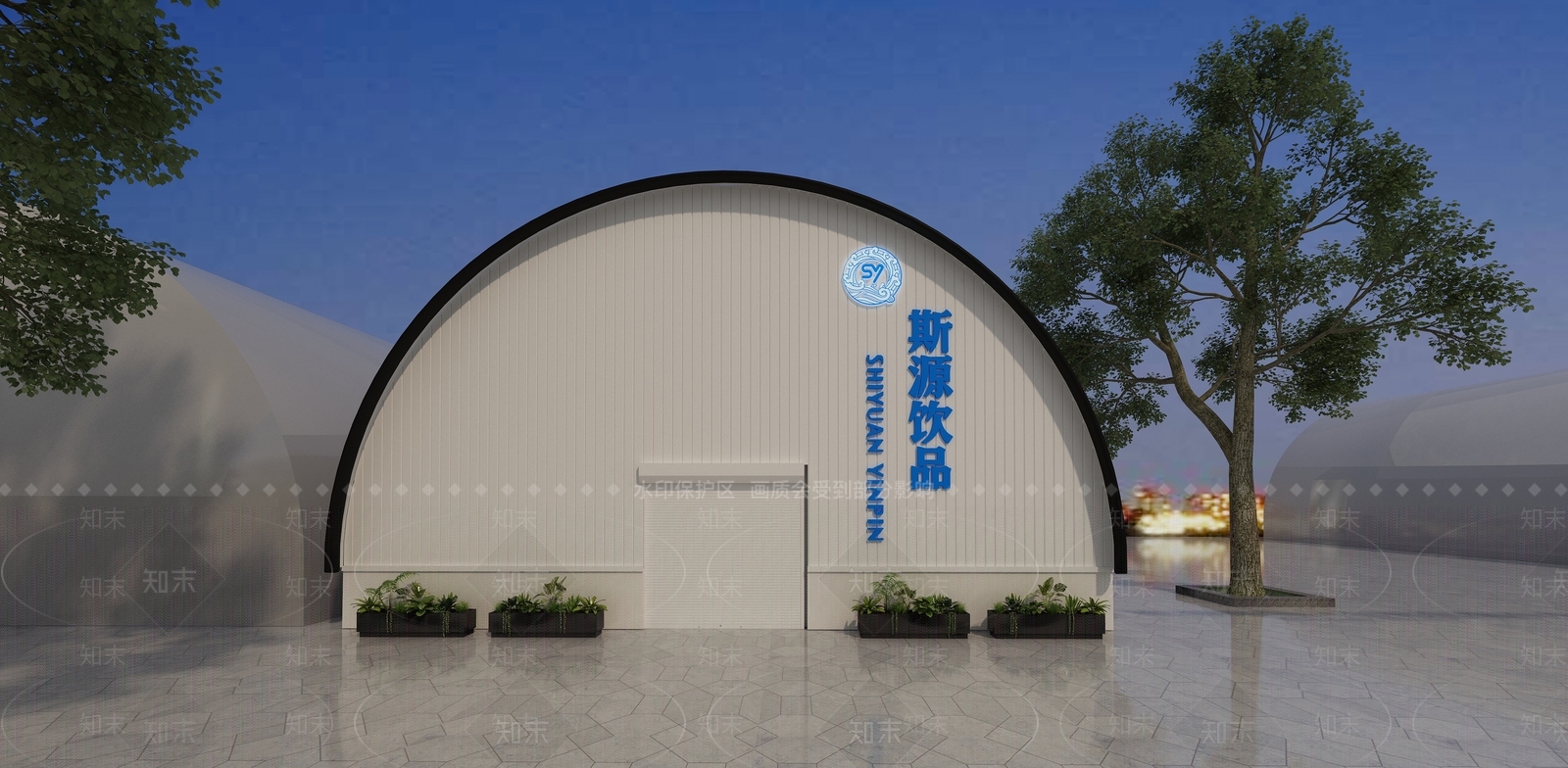 现代桶装水门头门面3D模型下载【ID:1104938278】