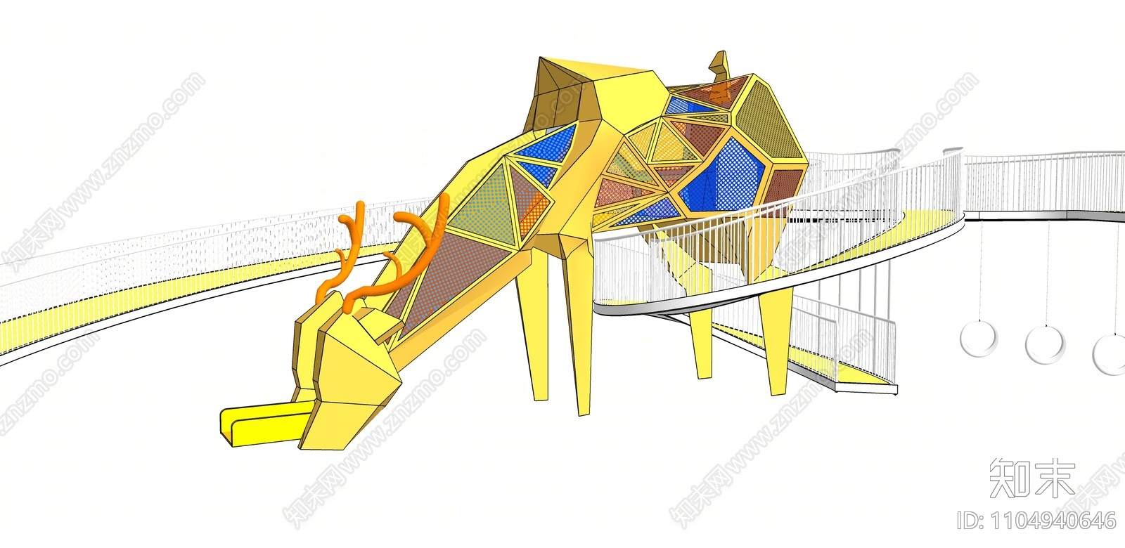 现代小鹿滑梯SU模型下载【ID:1104940646】