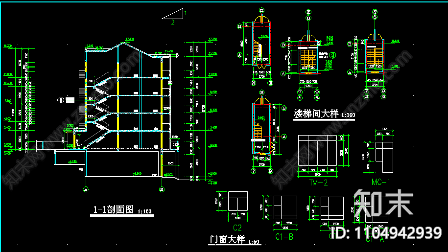 绿色风情高档小区住宅cad建筑施工图下载【ID:1104942939】