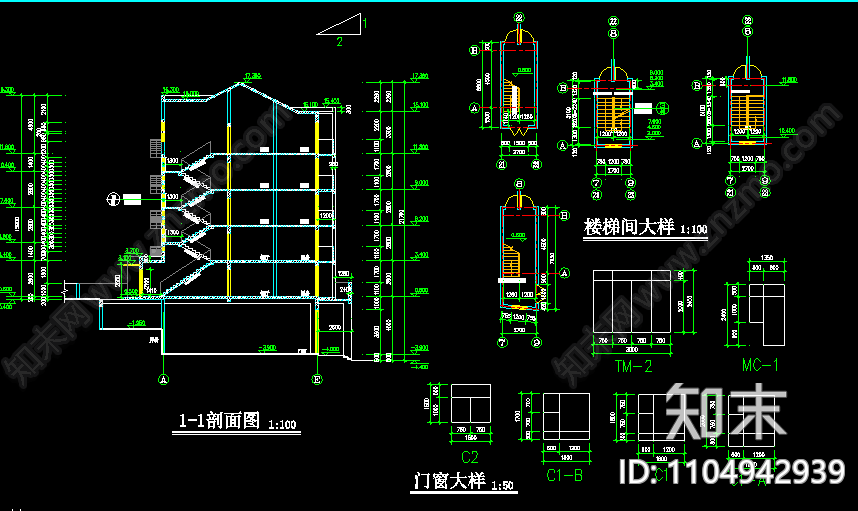 绿色风情高档小区住宅cad建筑施工图下载【ID:1104942939】