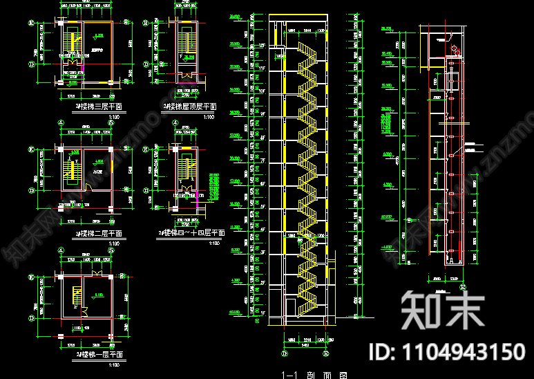 板式小高层cad建筑图纸施工图下载【ID:1104943150】