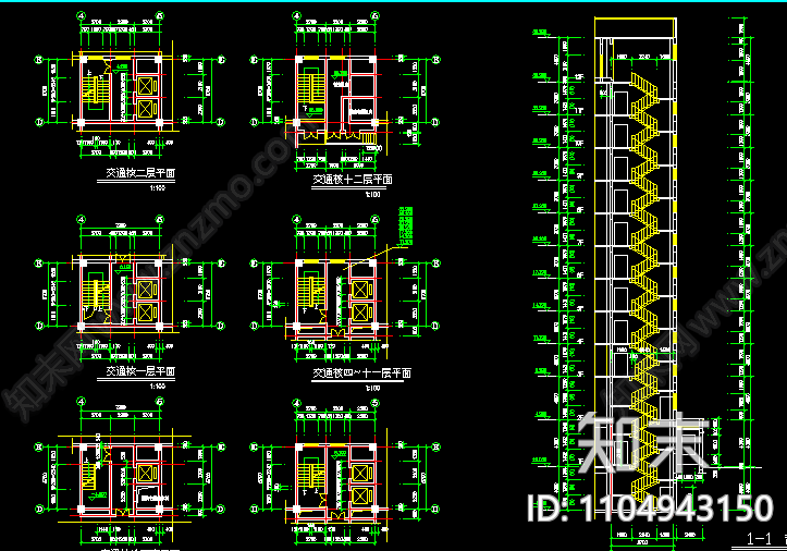 板式小高层cad建筑图纸施工图下载【ID:1104943150】