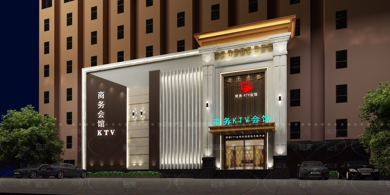 新中式KTV门头门面3D模型下载【ID:1104945294】