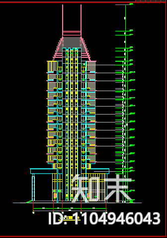 18层高层办公CAD建筑方案设计施工图下载【ID:1104946043】