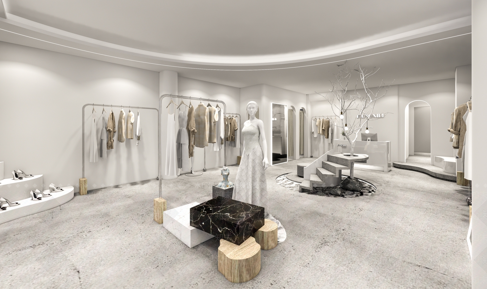 现代服装箱包店SU模型下载【ID:1104957817】_知末su模型网