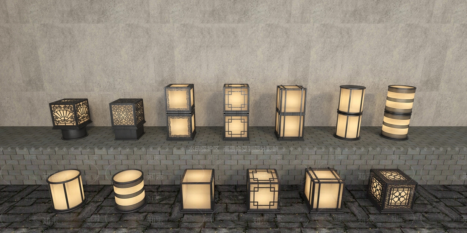 新中式户外灯SU模型下载【ID:1104958410】