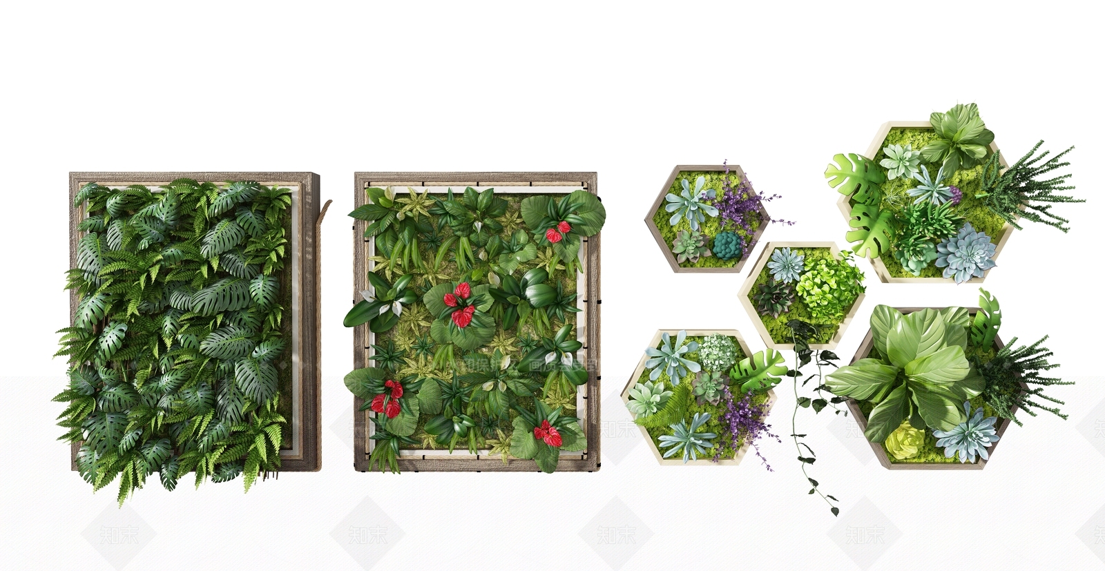 现代绿植墙3D模型下载【ID:1104983975】