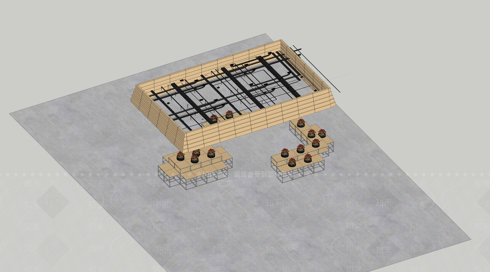 现代商业展厅货架SU模型下载【ID:1104961483】